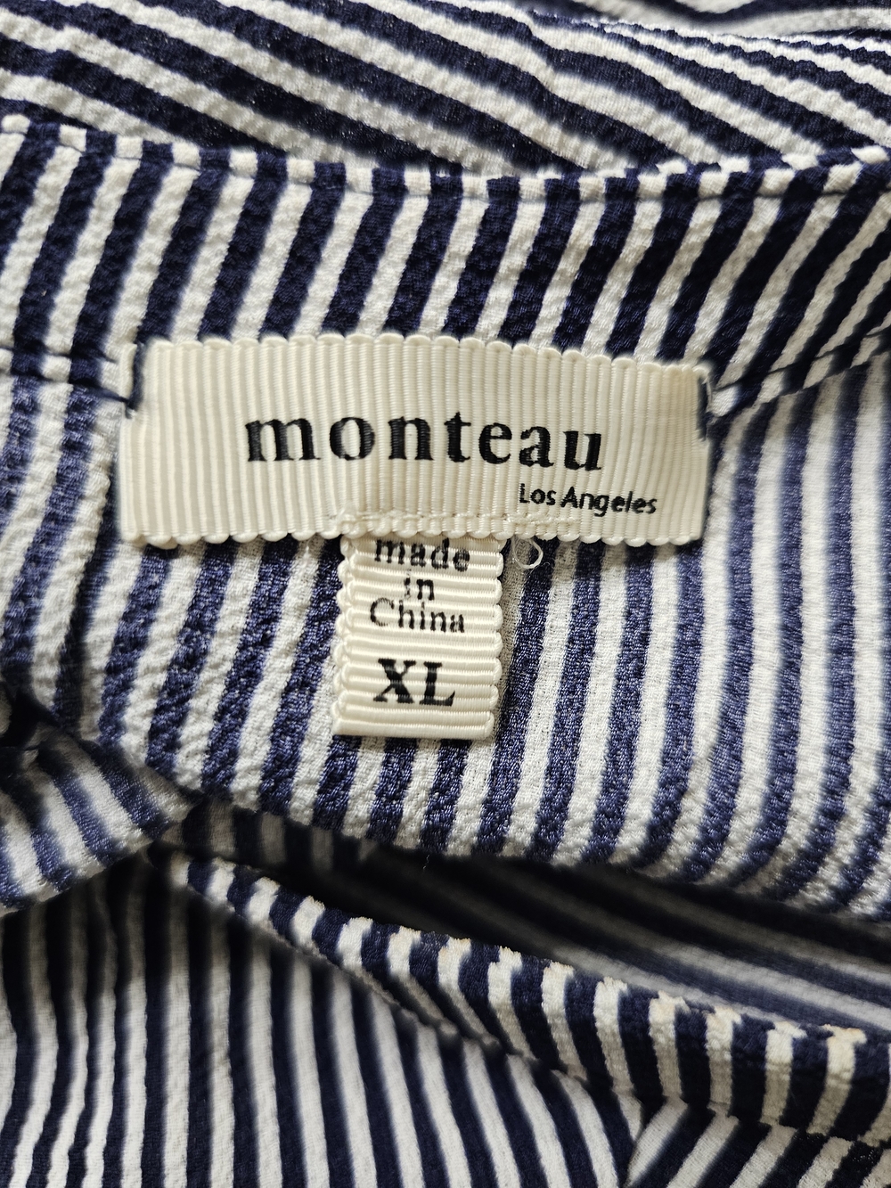 Monteau Navy & White Striped Peplum Blouse - Picture 4 of 8